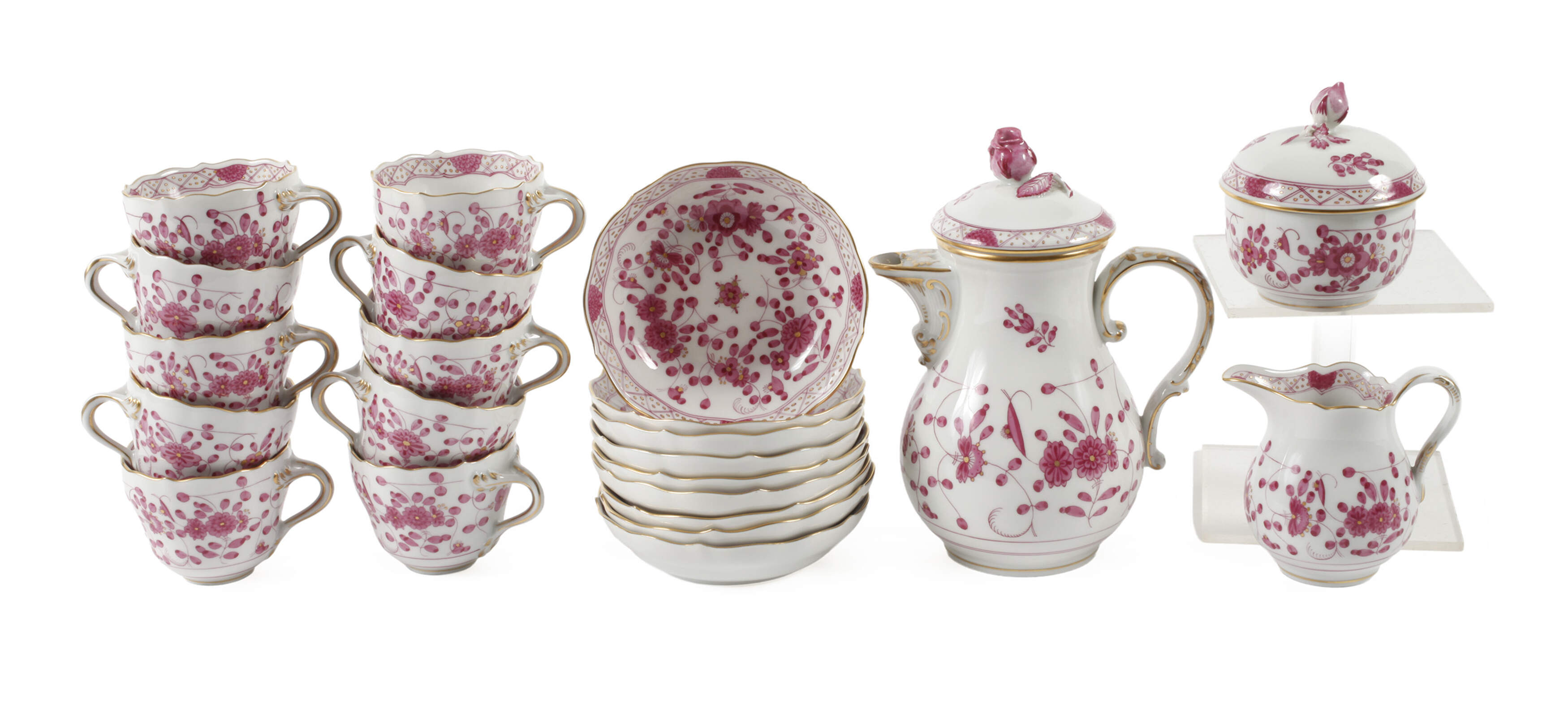 Meissen Mokkaservice "Indisch purpur"