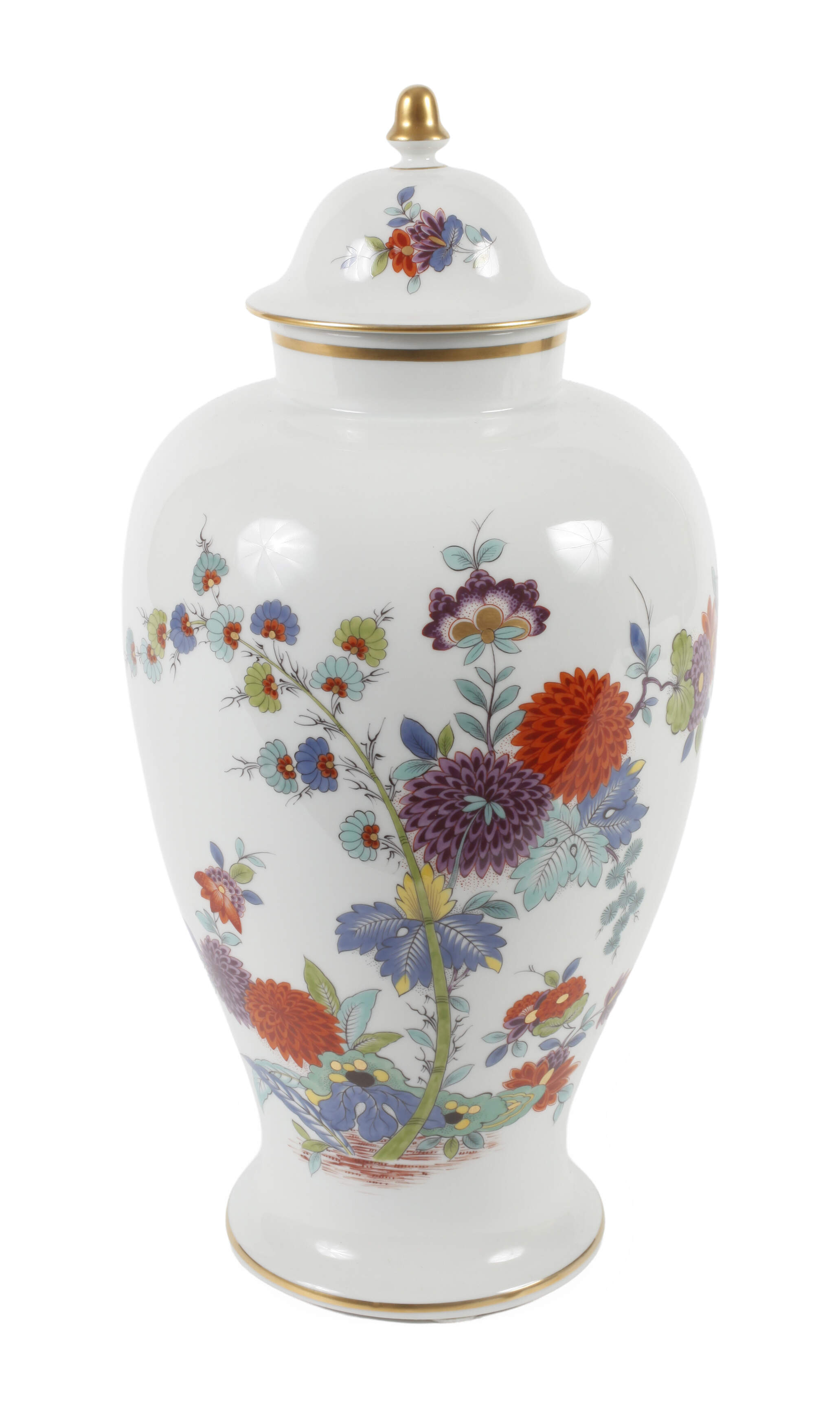 Meissen große Deckelvase "Indischmalerei"