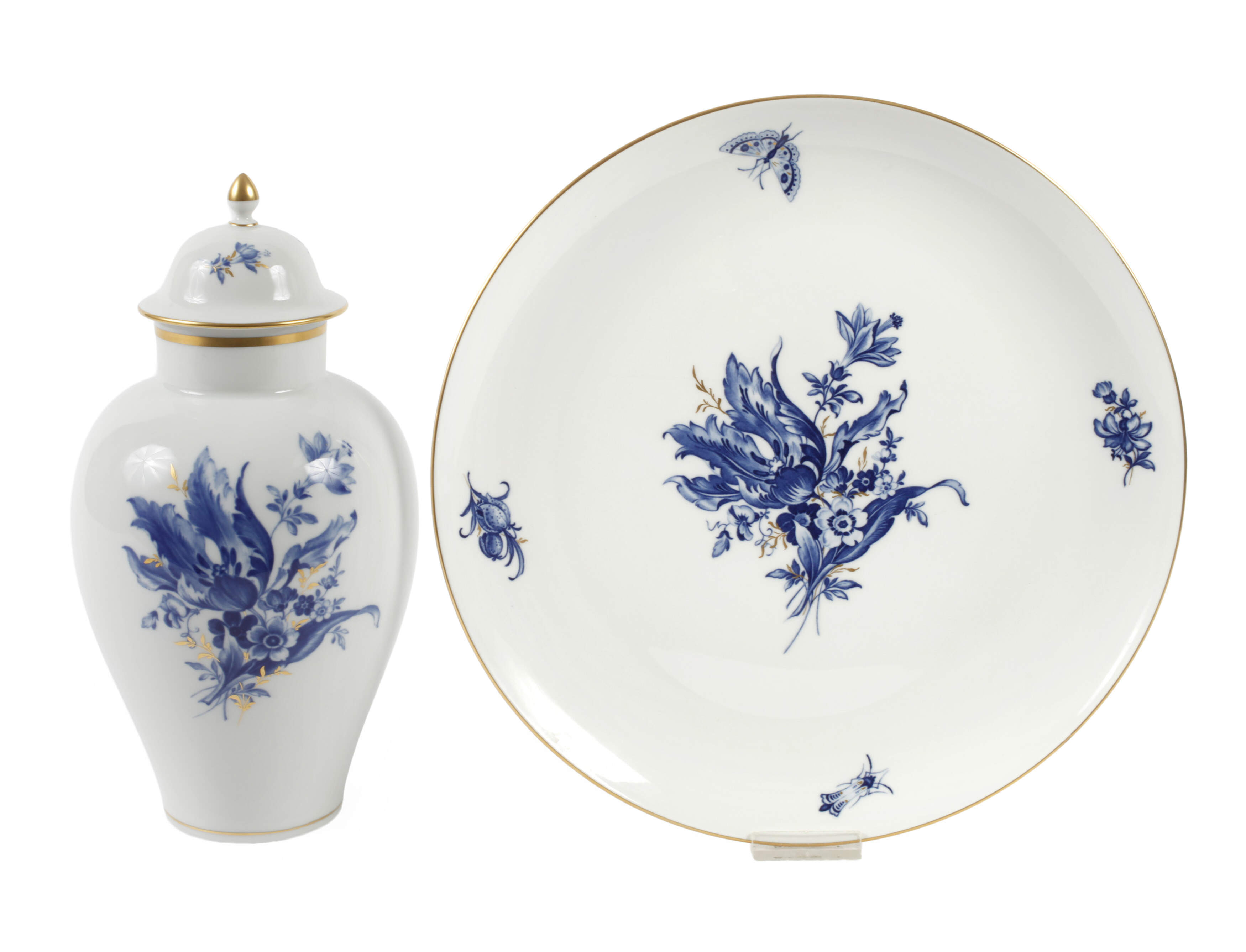 Meissen zwei Teile "Blaue Blume/Goldgräser"