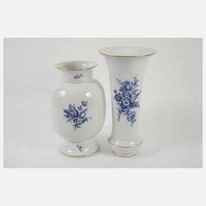 Meissen drei große Zierteile "Blaue Blume/Gold"