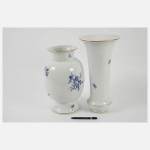 Meissen drei große Zierteile "Blaue Blume/Gold"