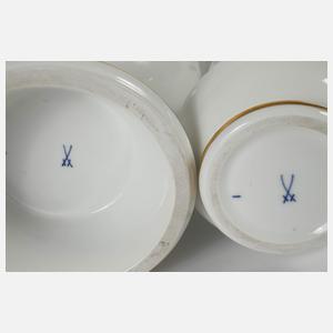 Meissen drei große Zierteile "Blaue Blume/Gold"