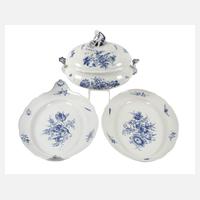 Meissen drei große Servierteile "Blaue Blume"111