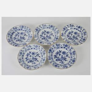Meissen Konvolut Teller "Zwiebelmuster/Goldrand"