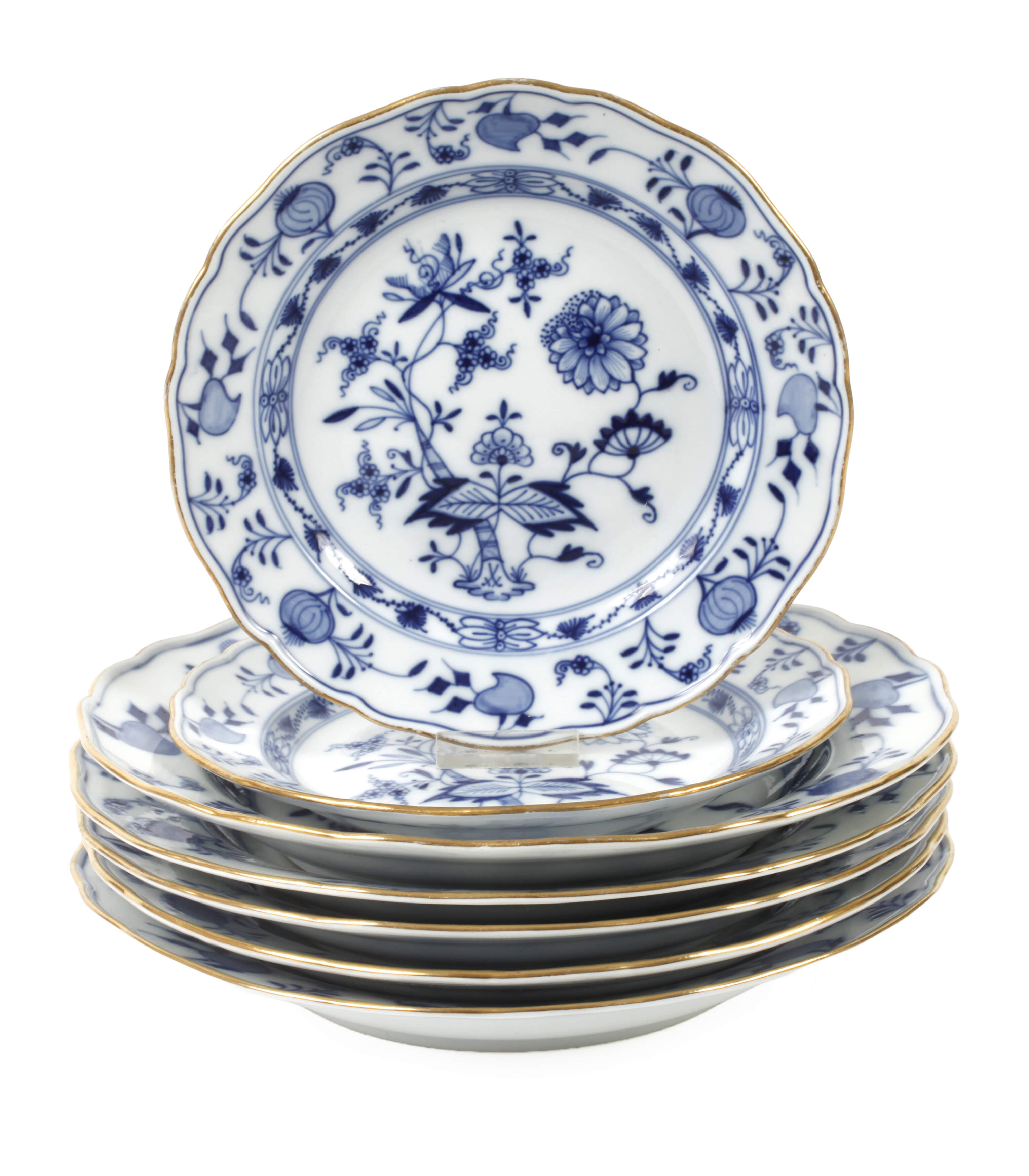 Meissen Konvolut Teller "Zwiebelmuster/Goldrand"
