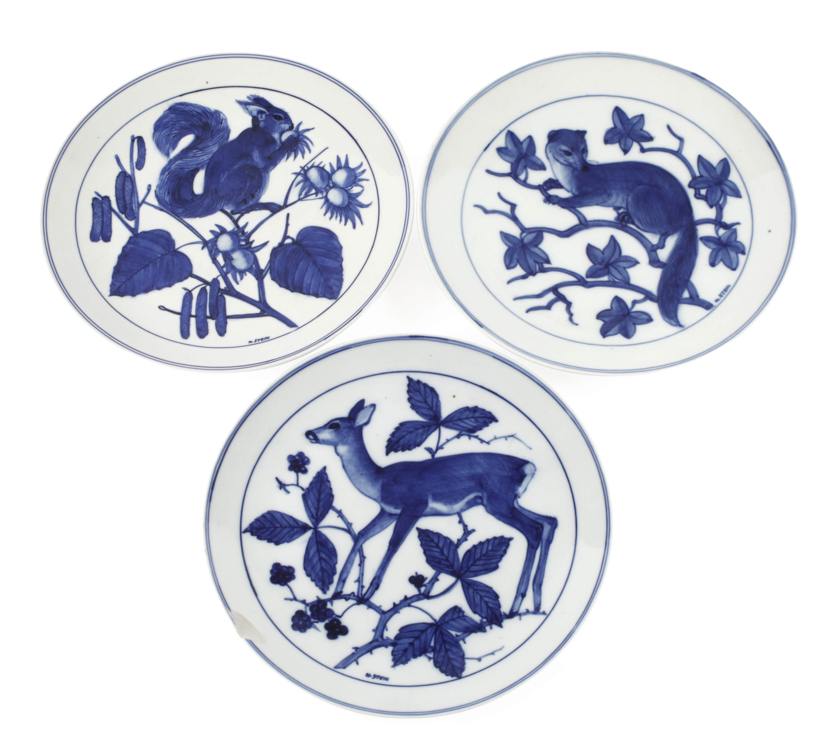 Meissen drei Wandteller Tiermotive
