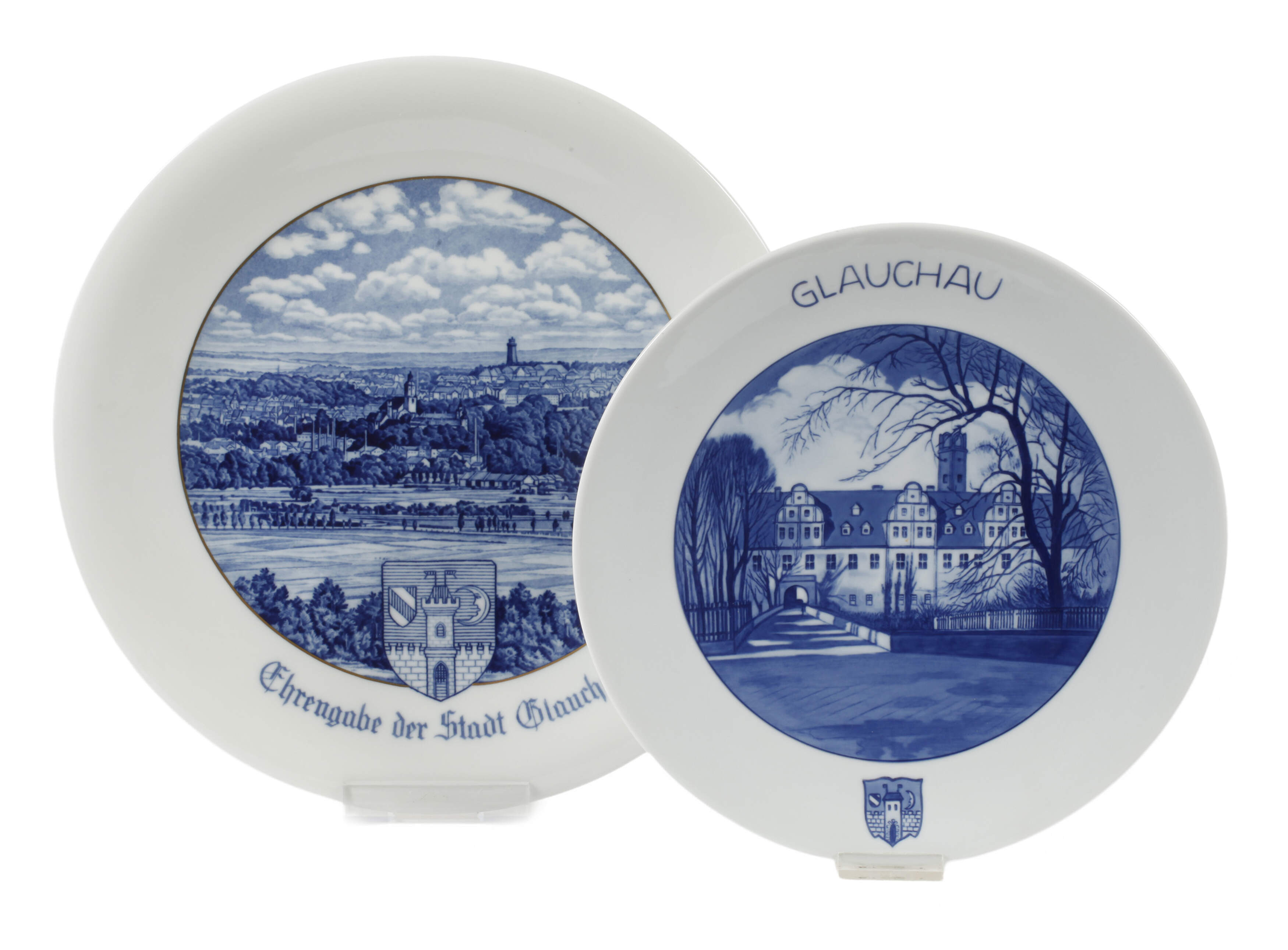 Meissen zwei Ansichtenteller "Glauchau"