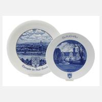 Meissen zwei Ansichtenteller "Glauchau"111