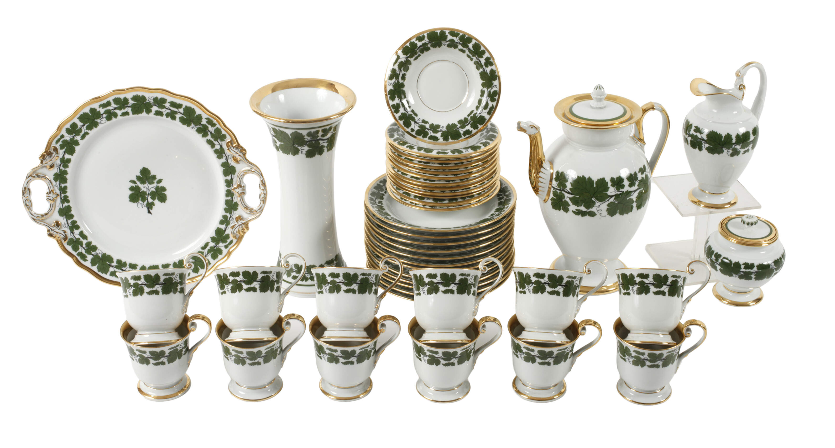 Meissen Kaffeeservice Weinlaubdekor mit Gold