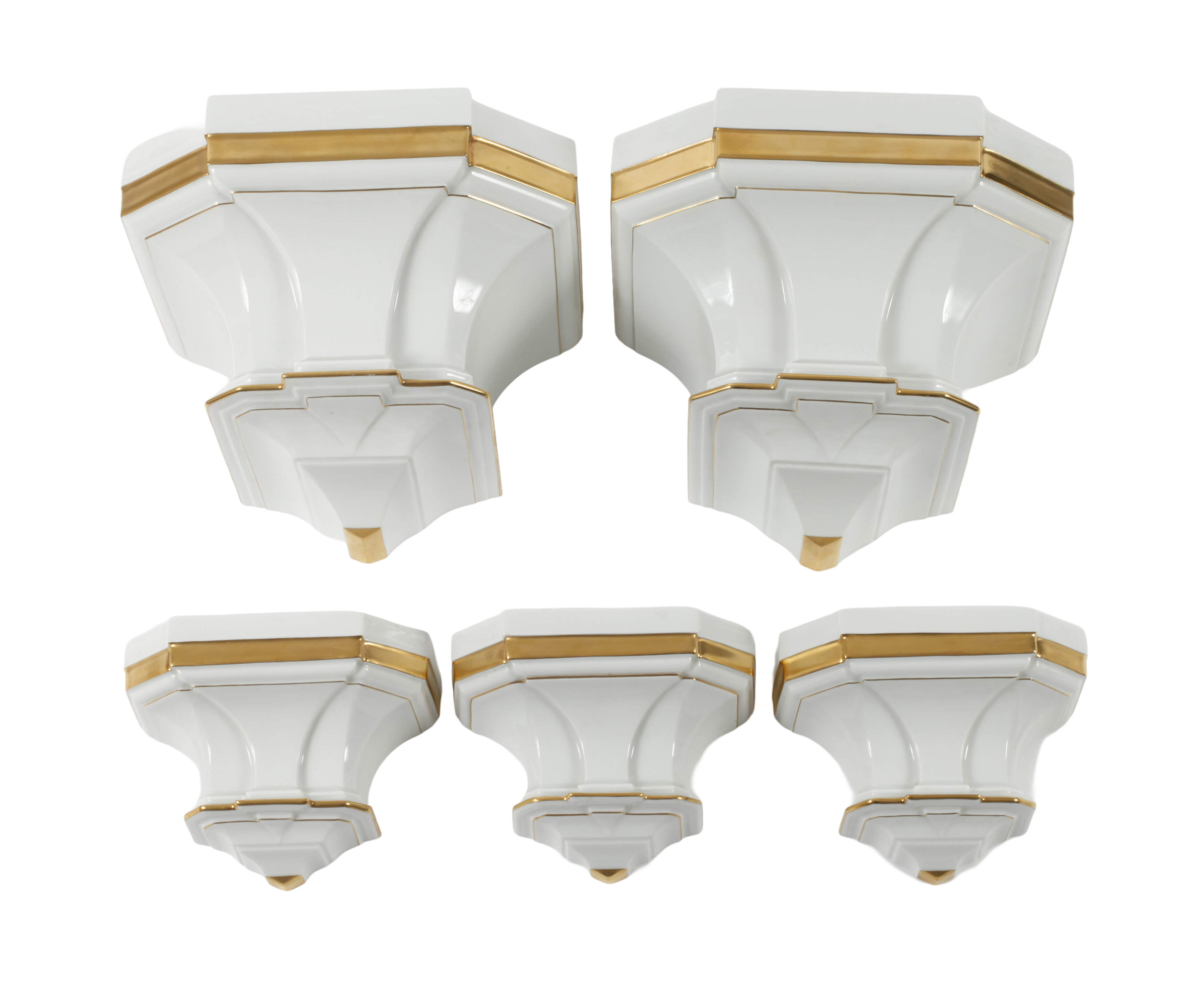 Meissen fünfteiliges Set Wandkonsolen