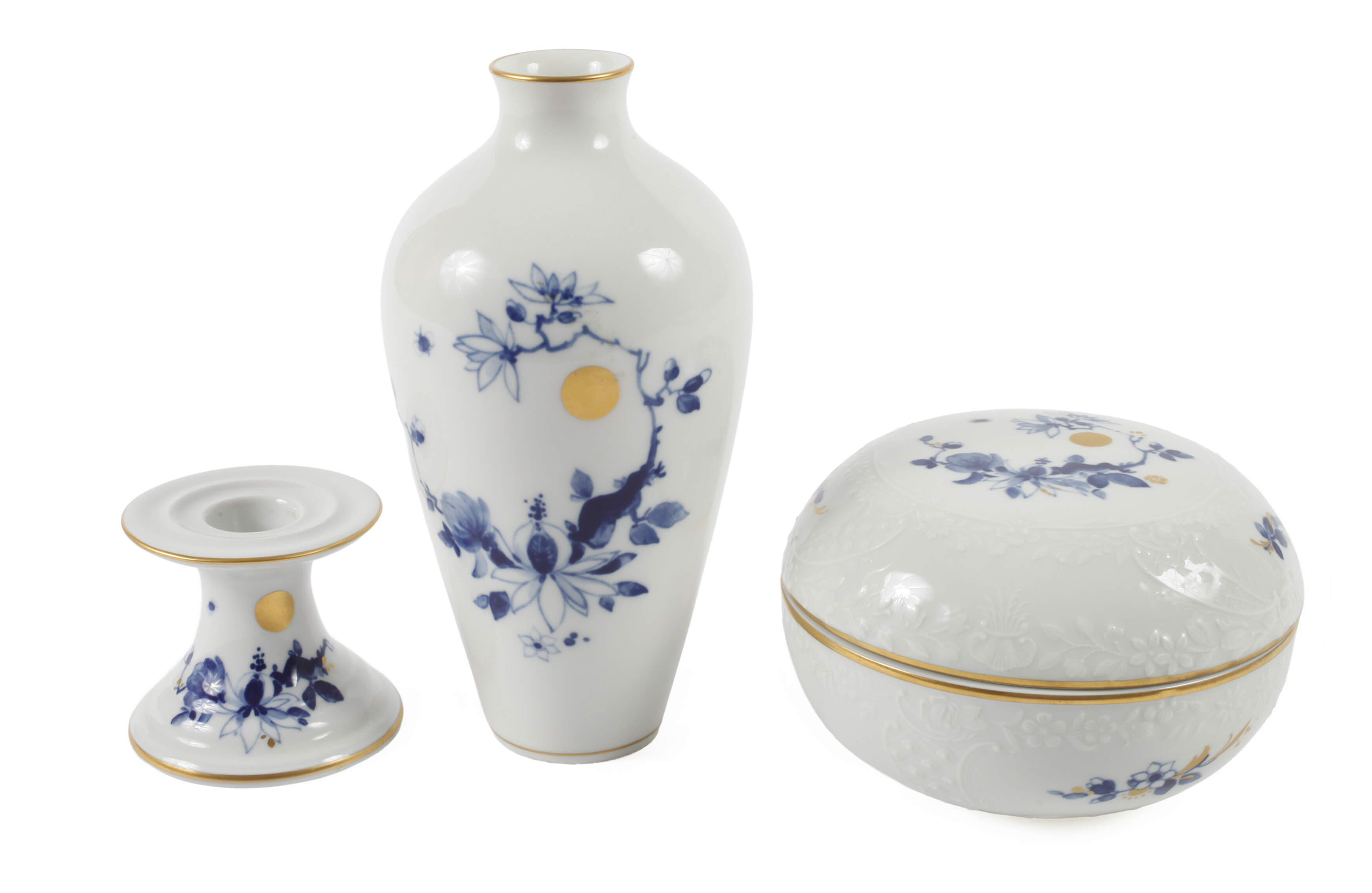 Meissen Konvolut "Blaue Orchidee mit Goldsonne"