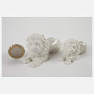 Nymphenburg Büchereule und drei kleine Löwen