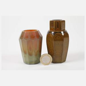 Fünf Steinglasvasen Studioglas