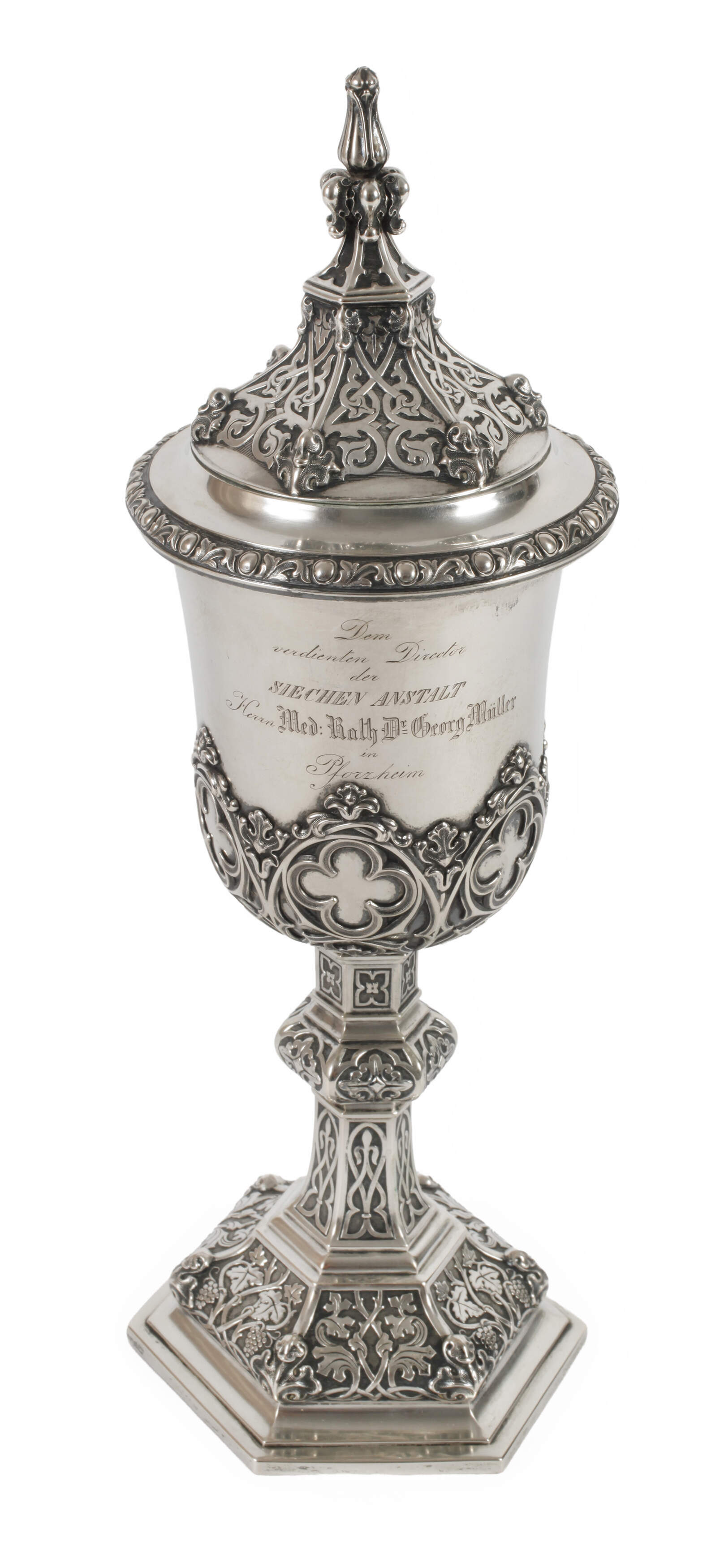 Feiner Silber-Deckelpokal 1852