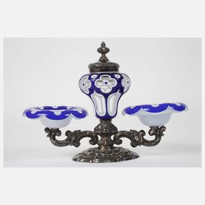 Biedermeier Gewürzmenage Silber/Glas