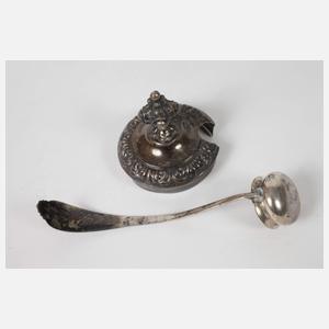 Biedermeier Gewürzmenage Silber/Glas