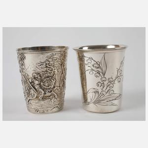 Silber Konvolut vier Trinkbecher
