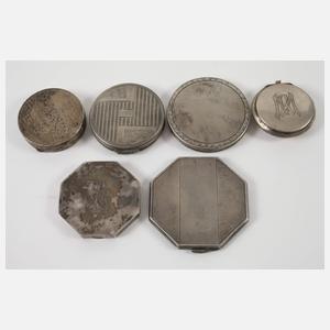 Sammlung Puderdosen Silber