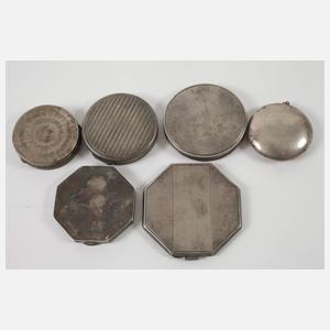 Sammlung Puderdosen Silber