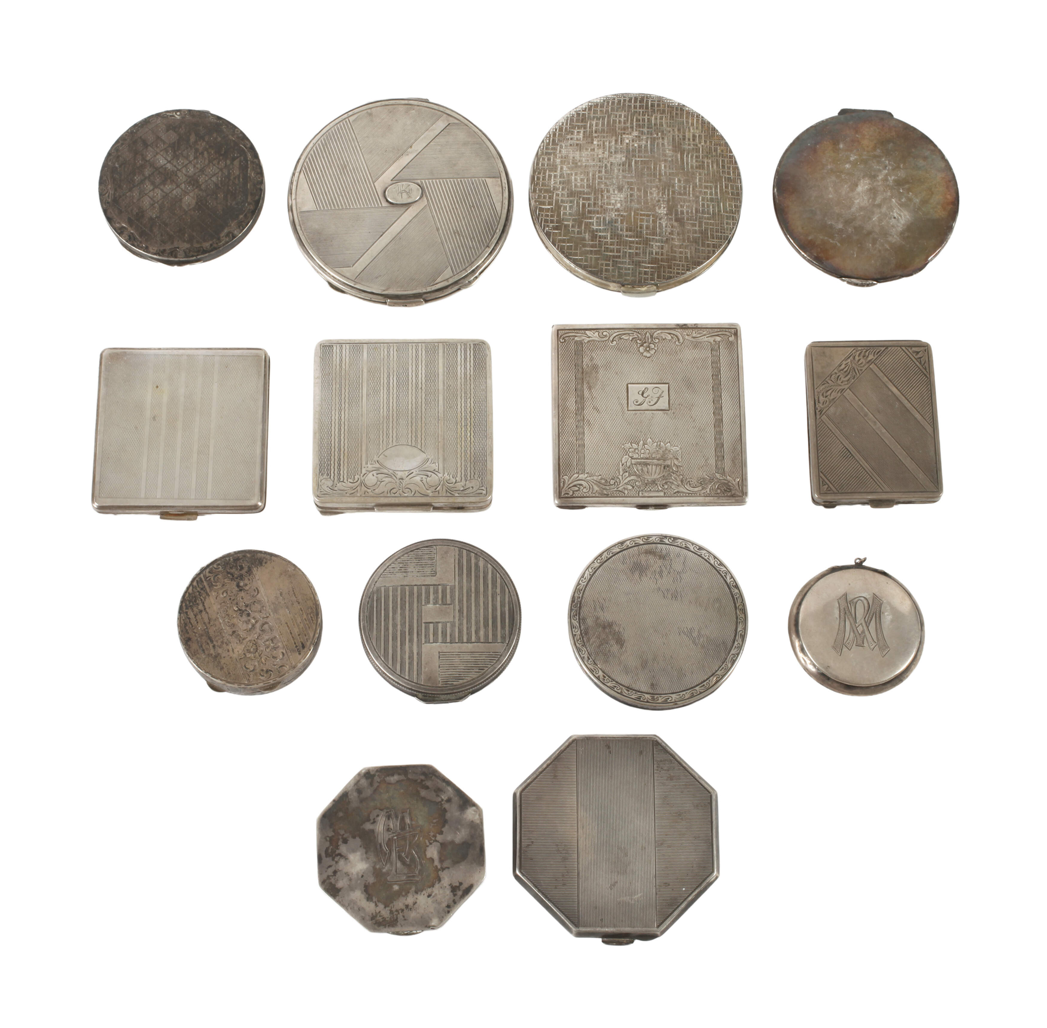 Sammlung Puderdosen Silber
