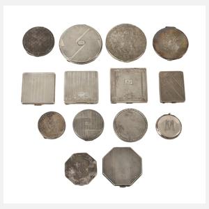 Sammlung Puderdosen Silber
