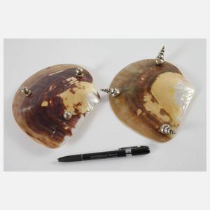 Drei Muschelschalen Perlmutt