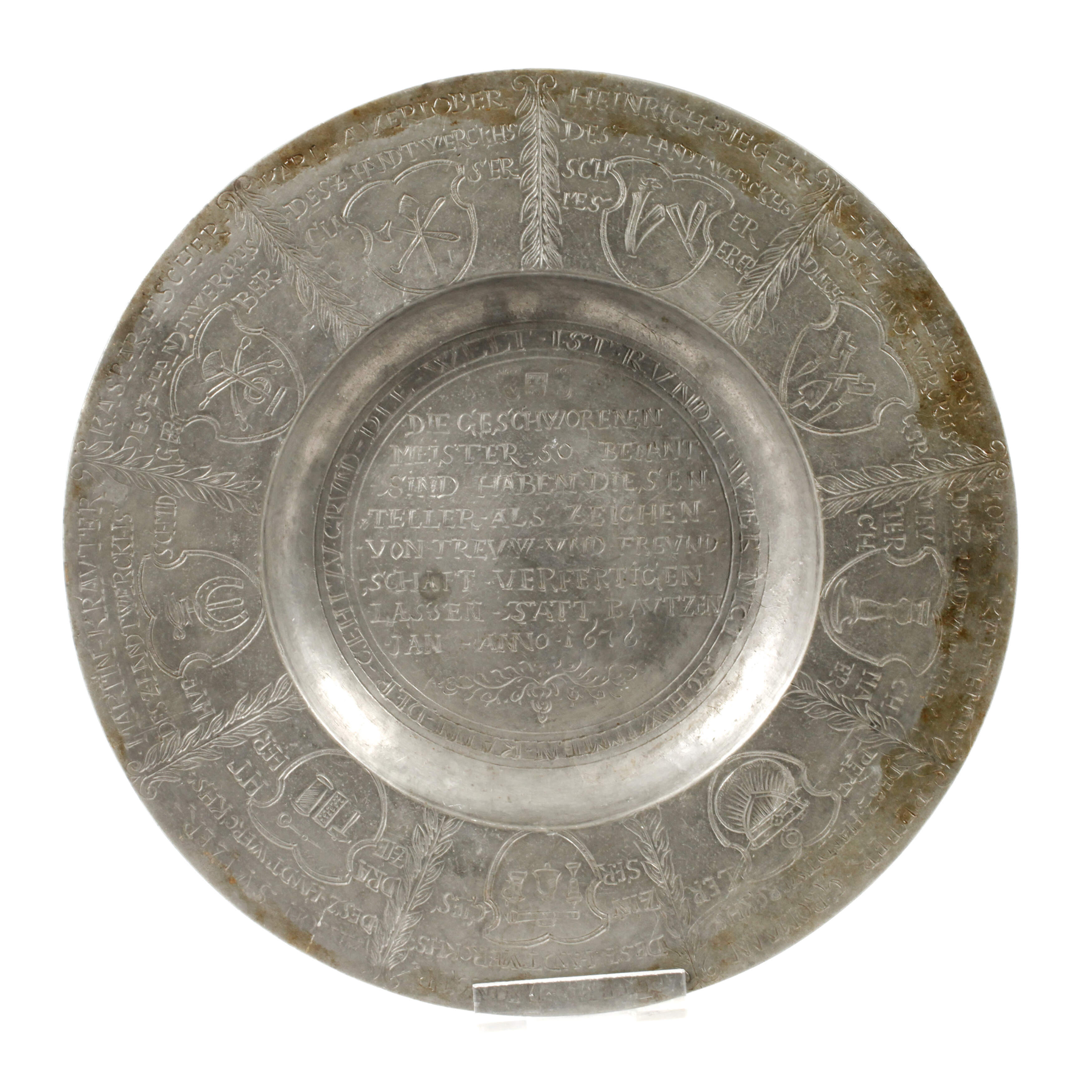 Zinnteller der Zünfte 1676