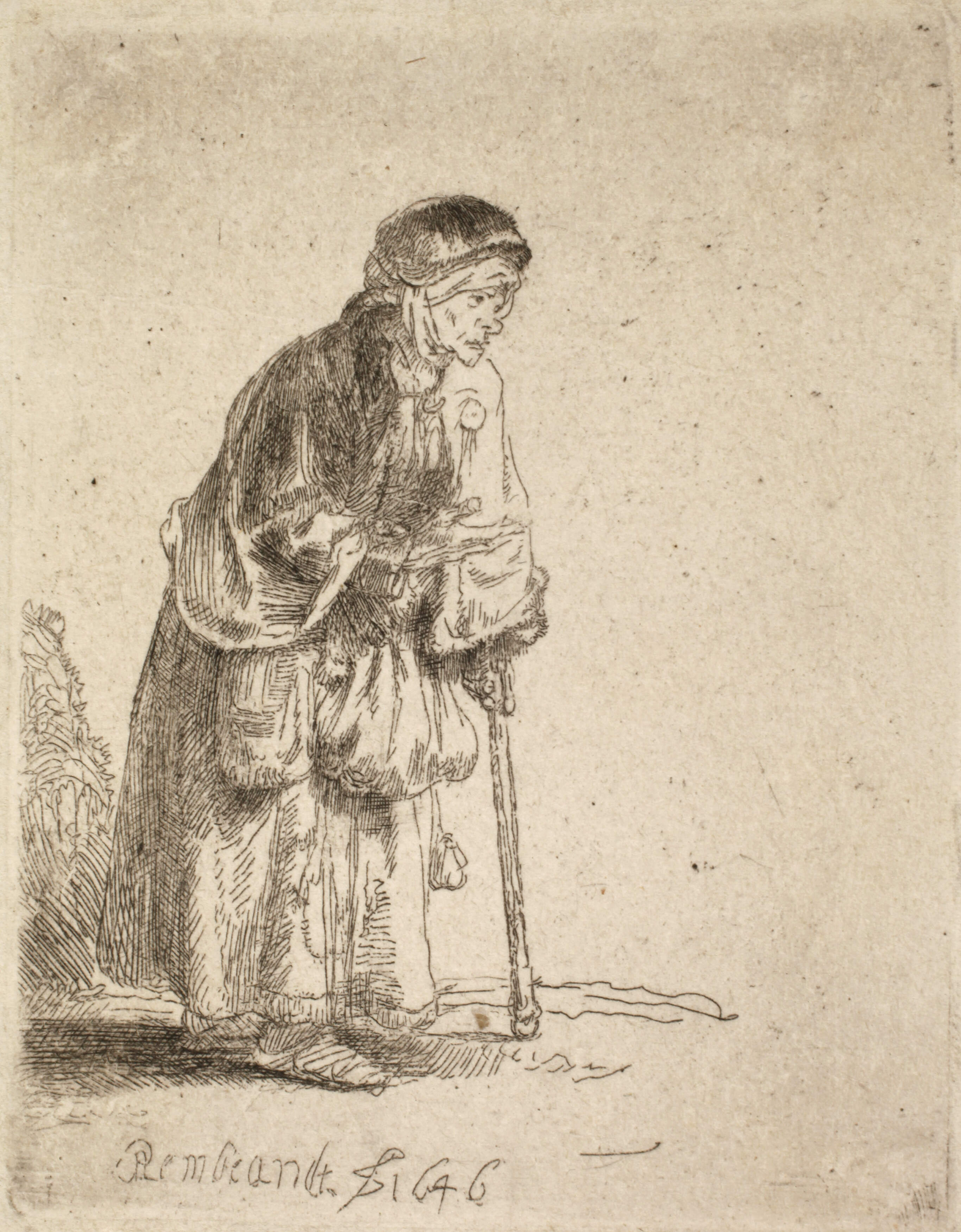 Rembrandt van Rijn, "Alte Bettlerin"