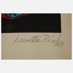 Lauretta Rix, zwei Blatt "Mädchenakt auf der Decke"
