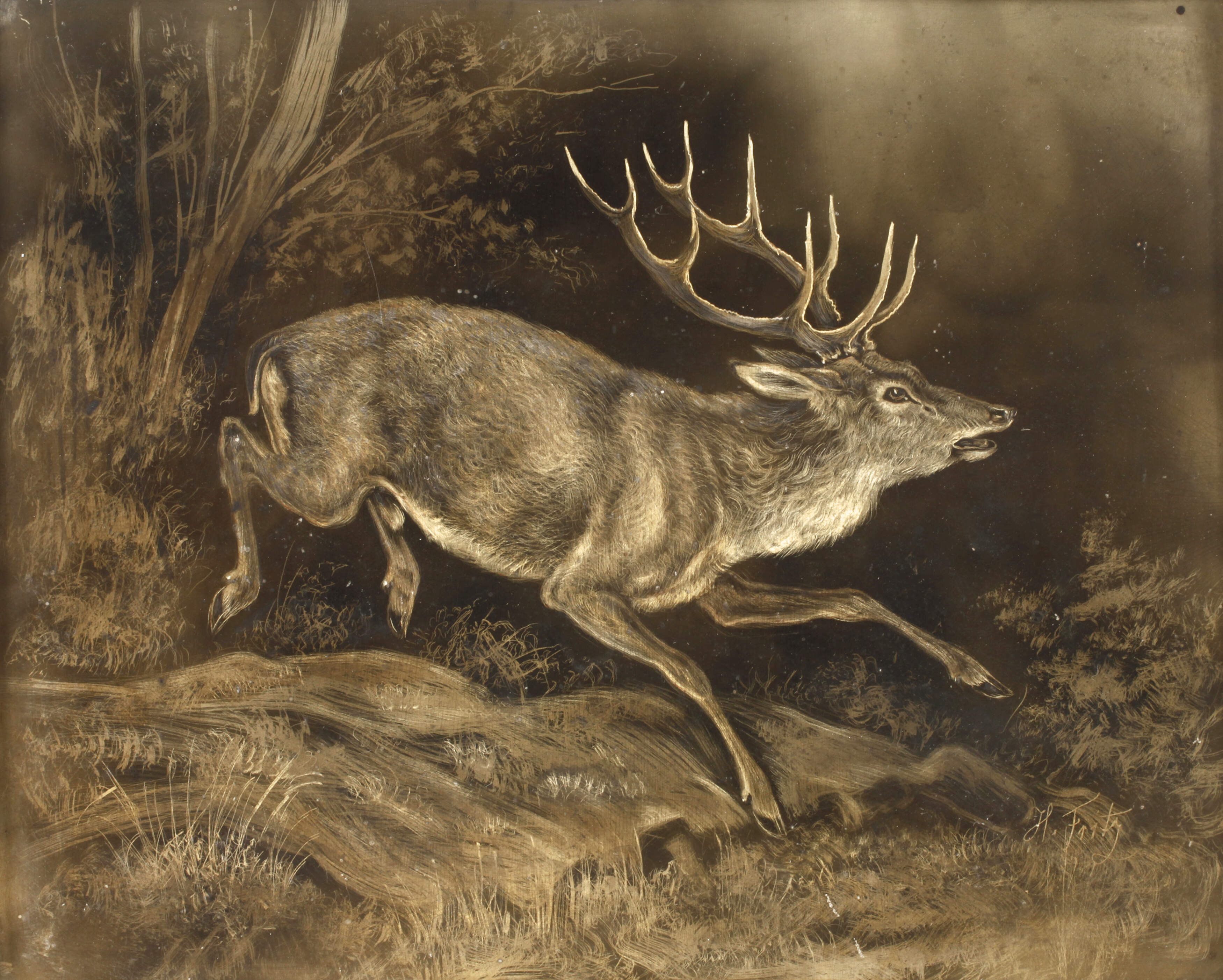 H. Fritz, Hirsch auf der Flucht