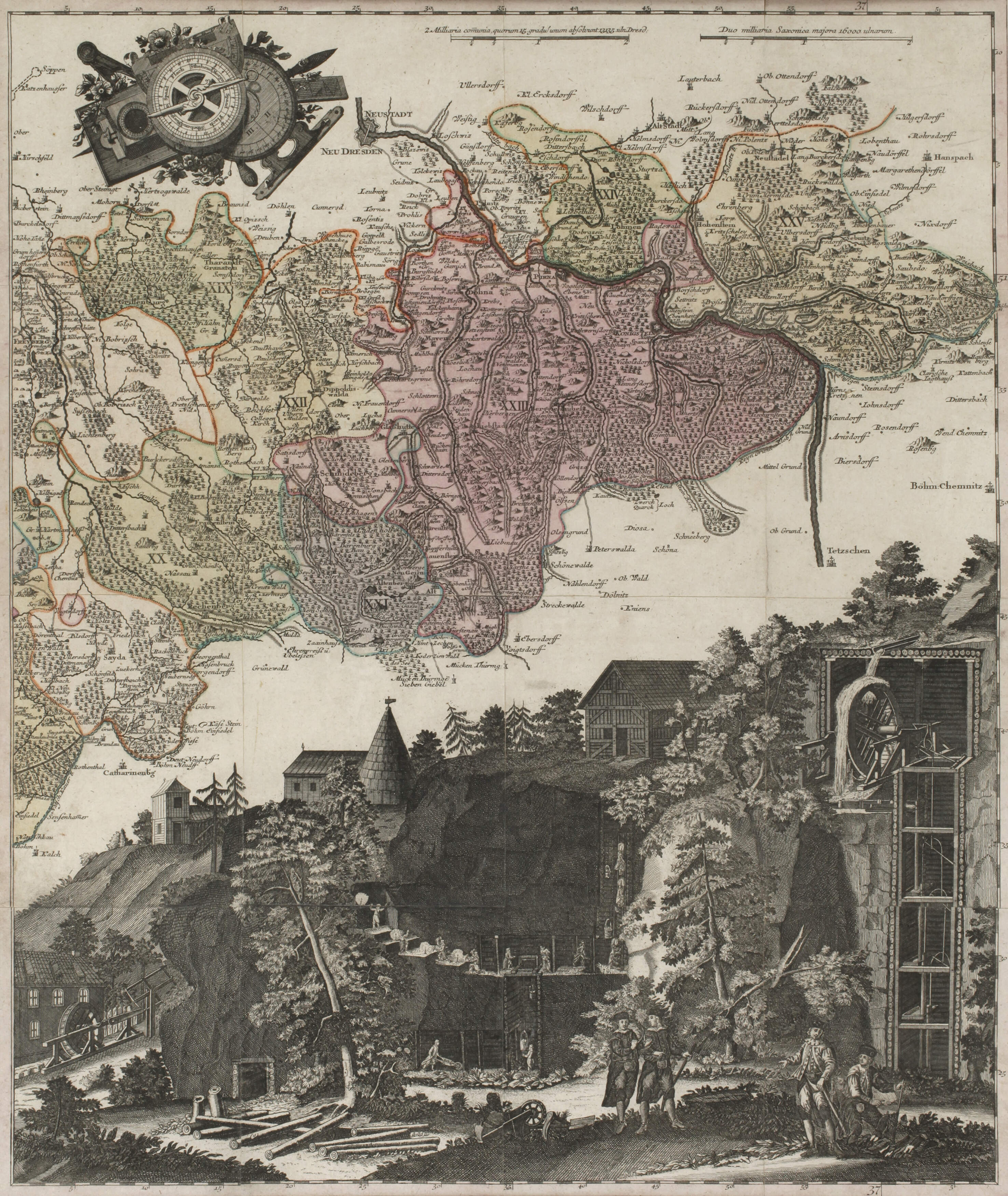 Matthäus Seutter, Karte Bergbau Erzgebirge