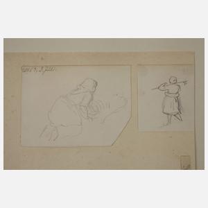Franz Albert Venus, attr., Drei Skizzen