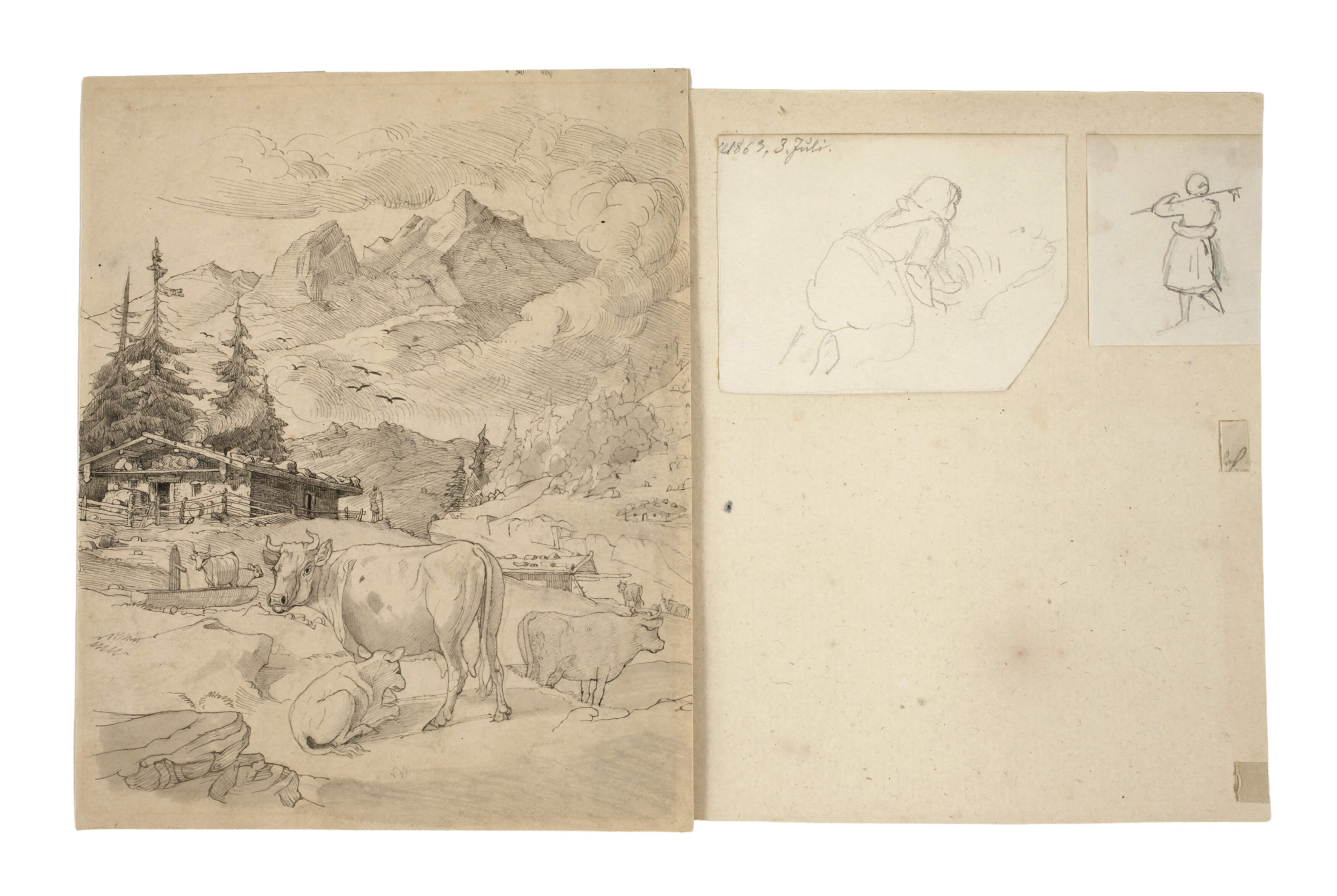 Franz Albert Venus, attr., Drei Skizzen