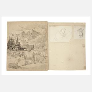 Franz Albert Venus, attr., Drei Skizzen