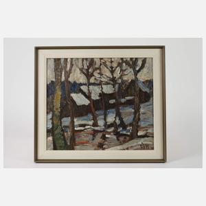 Fredo Bley, "Häusergruppe im Schnee"
