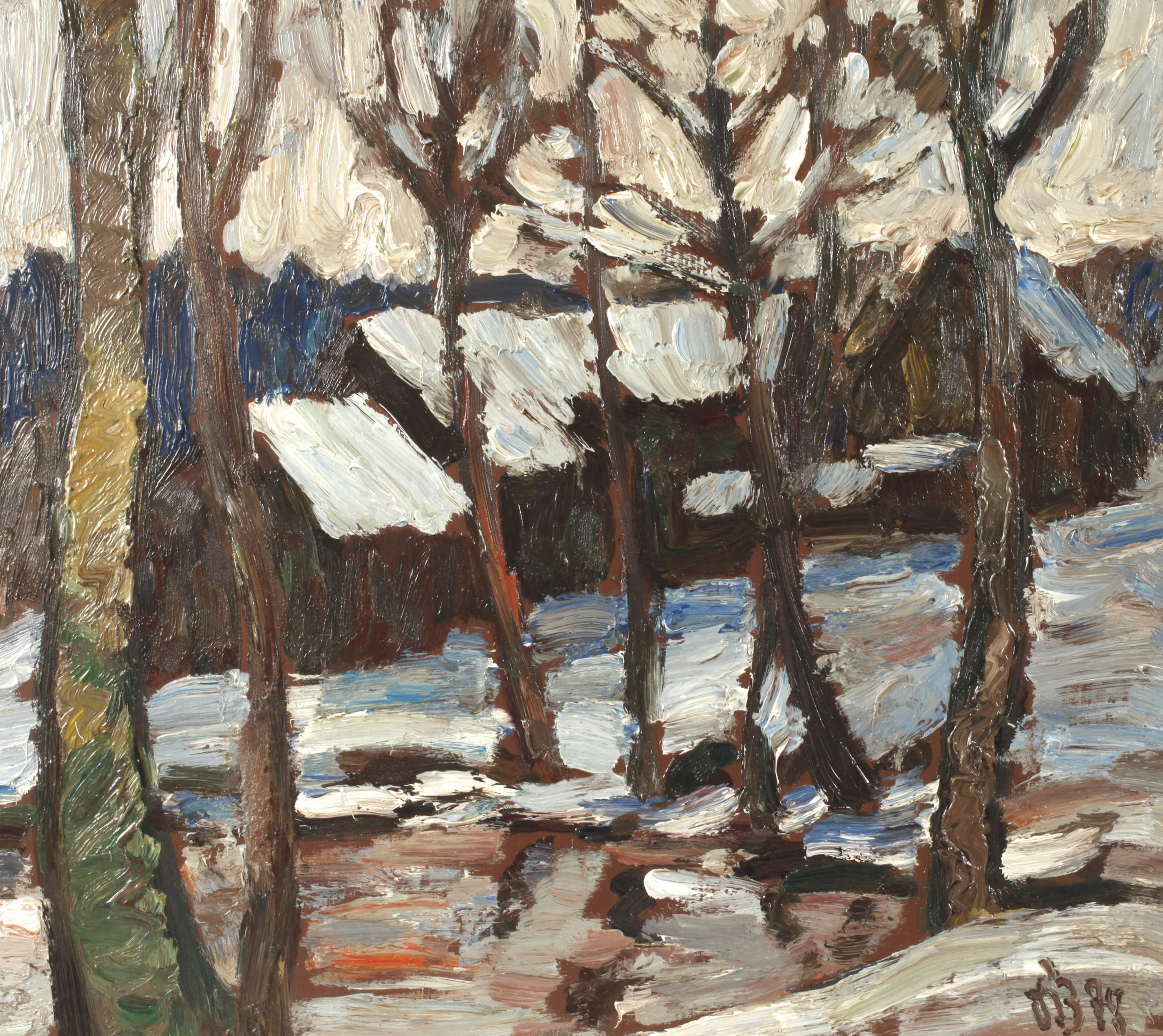 Fredo Bley, "Häusergruppe im Schnee"