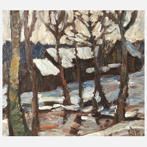 Fredo Bley, "Häusergruppe im Schnee"