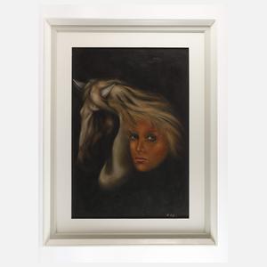 A 124- Manfred Leibl, Mädchenportrait mit Pferd