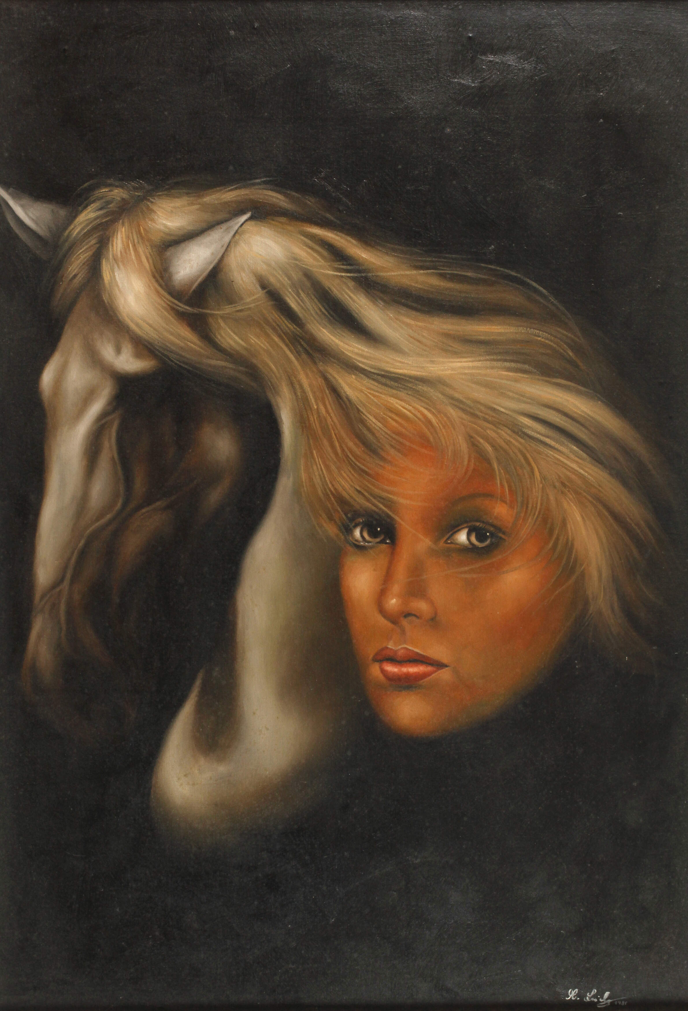 A 124- Manfred Leibl, Mädchenportrait mit Pferd