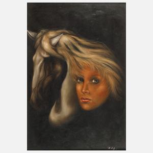 A 124- Manfred Leibl, Mädchenportrait mit Pferd