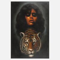 Manfred Leibl, Mädchenportrait mit Tigerkopf111