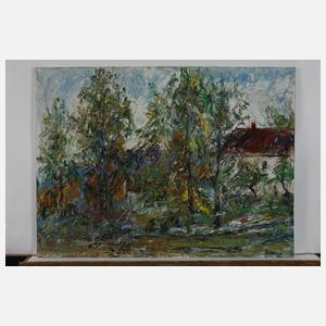 Erich Dietz, Gehöft hinter Bäumen