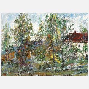 Erich Dietz, Gehöft hinter Bäumen