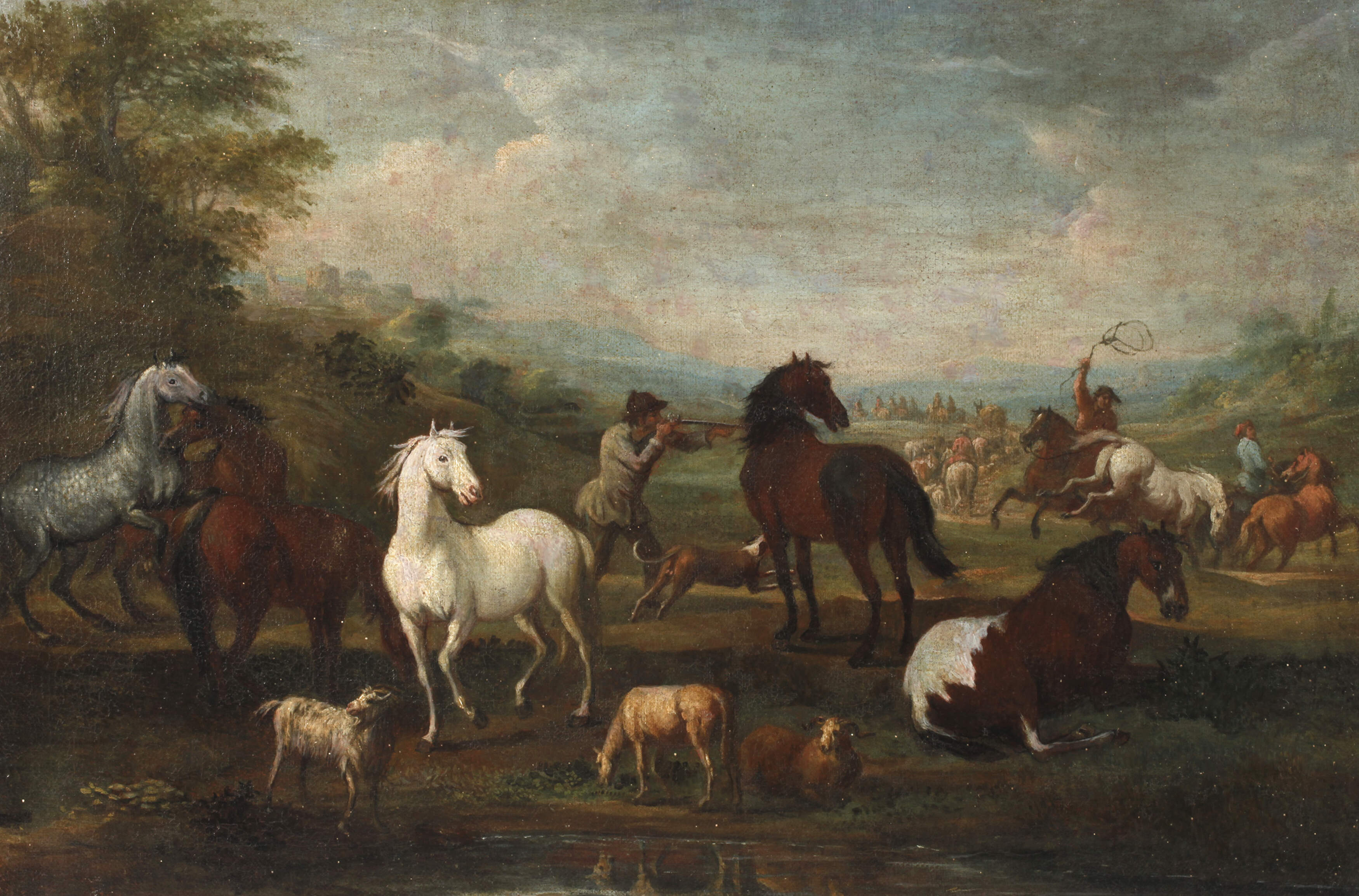 wohl nach Johann Georg de Hamilton, Pferde am Wasser