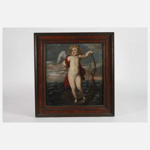 Der triumphierende Amor in der Muschelschale auf dem Meer