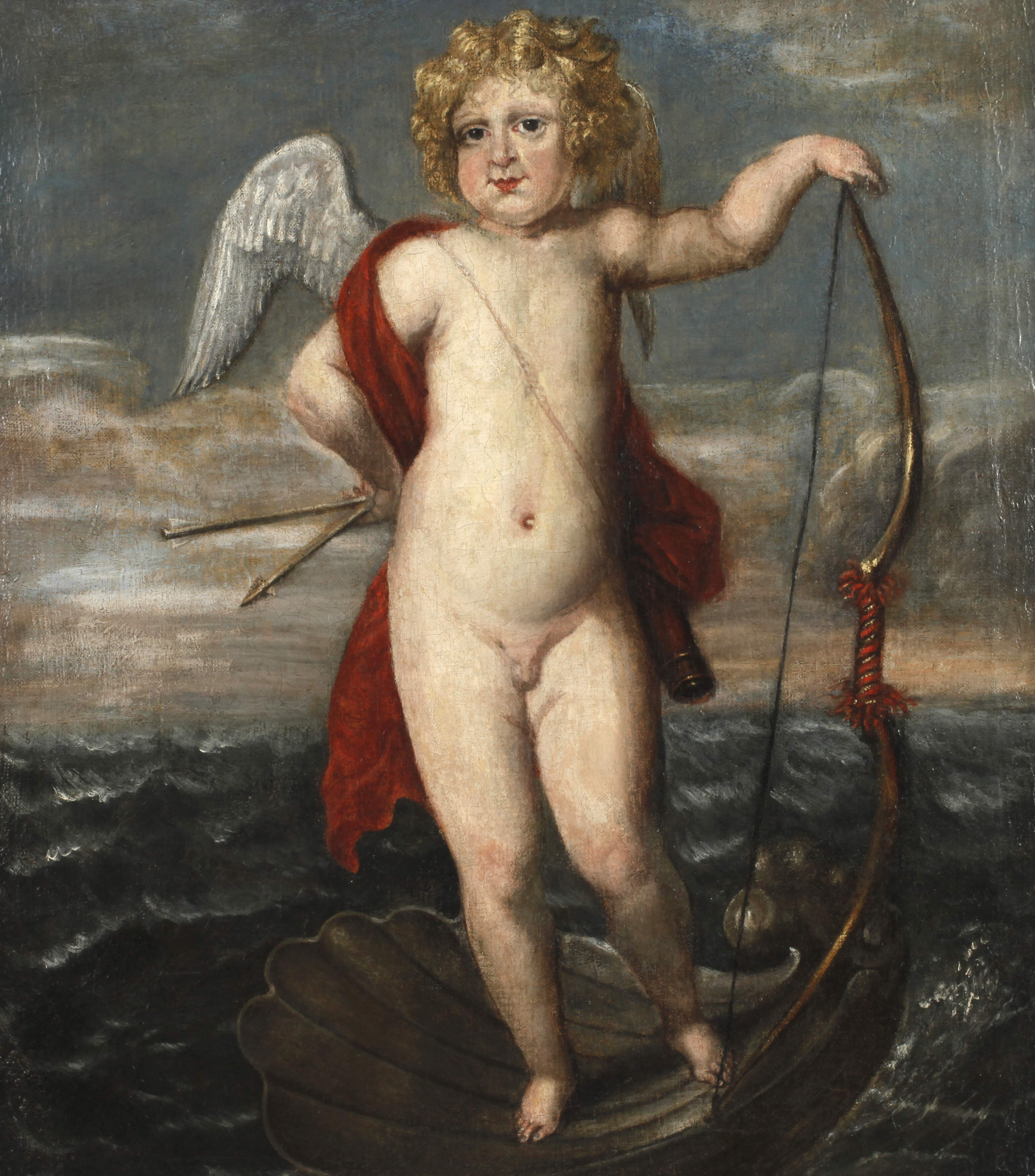 Der triumphierende Amor in der Muschelschale auf dem Meer