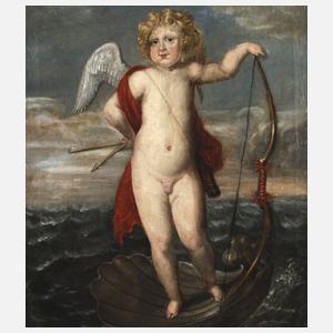 Der triumphierende Amor in der Muschelschale auf dem Meer