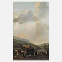 Pferd und Wagen in einer Flusslandschaft111