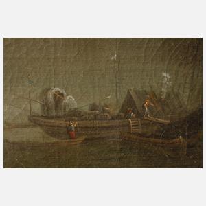 Breite Flusslandschaft mit Figurenstaffage
