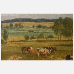 Heinrich Bürkel, attr., Landschaft mit Kühen